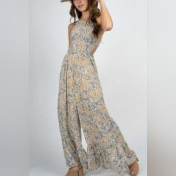 ILLA ILLA Pants - Floral Halter Jumpsuit